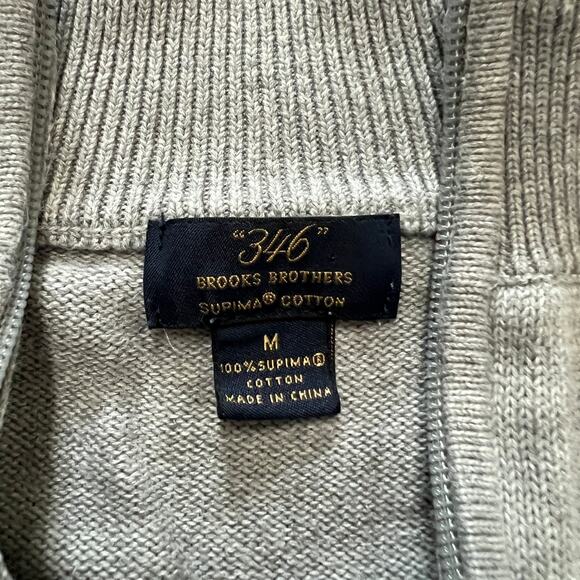Brooks Brother 346 Gray Sweater Mock Neck Pullover Medium Men's 100% Supima - Picture 5 of 8